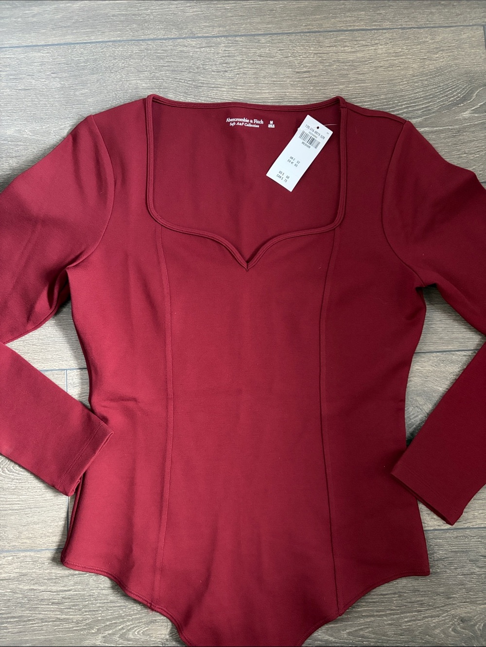 NWT Abercrombie Sweetheart Ponte Long-Sleeve Bodysuit